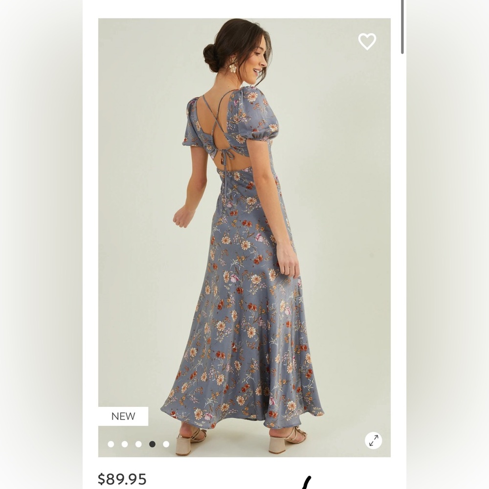Altar'd State Blue Floral Maxi Dress with Open Back